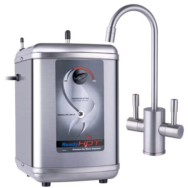Instant Hot Water Dispenser with Brushed Nickel Dual Lever Hot and Cold Water Faucet, Ready Hot, Mfr#: 41-RH-200-F560-BN